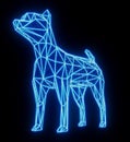 Blue Hologram Of 3D Low Poly Dog