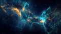 A digital hi-tech particle visualization in 3D showcasing a cyber network, data flow, and open source. Royalty Free Stock Photo