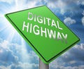 Digital Highway Sign Virtual Roadway 3d Illustration