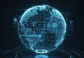 A digital, holographic globe displaying continents Royalty Free Stock Photo