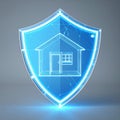 Digital Home Security Shield Concept Royalty Free Stock Photo