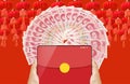 The digital hongbao on cell phone in chinese lunar new year Royalty Free Stock Photo