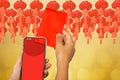 Digital Hongbao or red envelope are sending on cellphone