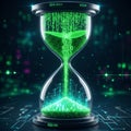 Digital hourglass with binary code symbolizing technology and time Royalty Free Stock Photo