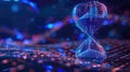 A digital hourglass with sand grains turning into binary code as they fall, symbolizing time's fleeting nature in Royalty Free Stock Photo