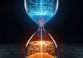 Digital hourglass symbolizing flow of time and technology Royalty Free Stock Photo