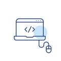Digital HTML workspace. Coding, web development. Laptop with computer mouse. Pixel perfect vector icon Royalty Free Stock Photo