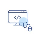Digital HTML workspace. Coding, web development. Monitor with computer mouse. Pixel perfect vector icon Royalty Free Stock Photo