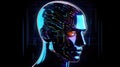 digital human bot on binary code background AI generated Royalty Free Stock Photo