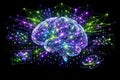 Digital human brain glowing neural network with artificial intelligence data visualization and machine learning Royalty Free Stock Photo