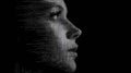 Digital Human Face Profile Pixelated Glitch Effect Dark Background Abstract Technology Royalty Free Stock Photo