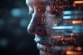 Digital human face visualization with glowing data elements and abstract background Royalty Free Stock Photo