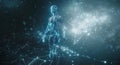 Digital Human Form Emerging From Blue Nebular Background Royalty Free Stock Photo