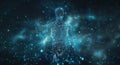 Digital Human Form Emerging From Blue Nebular Background Royalty Free Stock Photo