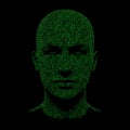 Digital Human Head, Binary Code, Artificial Intelligence Royalty Free Stock Photo