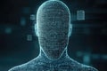 Digital human head with binary code and floating cubes in futuristic style Royalty Free Stock Photo