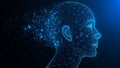 Digital Human Head with Connecting Points and Lines representing Artificial Intelligence and Neural Networks Royalty Free Stock Photo