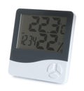 Digital hygrometer isolated on white. Meteorological tool Royalty Free Stock Photo