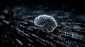 Digital A. I. Brain in cloud of binary data. A computer generated animation of a digital brain surrounded by binary information Royalty Free Stock Photo