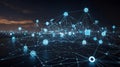 Digital Icon Set with Cloud Computing, IoT Devices, and Robotics Linked through Network Nodes