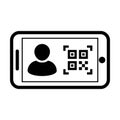 Digital id icon avatar with qr code for bio-metric identity in vector male user person profile symbol Royalty Free Stock Photo