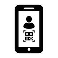 Digital id icon avatar with qr code for bio-metric identity in vector male user person profile symbol Royalty Free Stock Photo