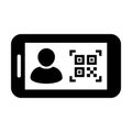 Digital id icon avatar with qr code for bio-metric identity in vector male user person profile symbol Royalty Free Stock Photo