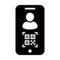 Digital id icon avatar with qr code for bio-metric identity in vector male user person profile symbol Royalty Free Stock Photo