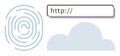 Digital Identity Access with Fingerprint, Cloud Storage, and Secure URL Bar Concept Royalty Free Stock Photo