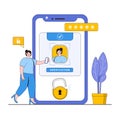 Digital identity verification vector illustration concept with characters. Identity authentication, secure verification process,