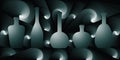 digital illustration with abstract design of a group of bottles with green gradient color