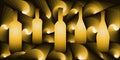 digital illustration with abstract design of a group of bottles with yellow gradient color