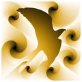 digital illustration with abstract design of the silhouette of an eagle with yellow gradient color