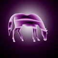 digital illustration with abstract design of the silhouette of a horse with pink gradient color