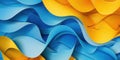 Abstract Pattern of Interlocking Blue and Yellow Waves Royalty Free Stock Photo