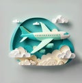 Digital illustration with an airplane, made in 3d technique.