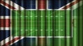 American Football Field and the British Flag Merged Together. 3D Illustration
