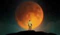 Digital illustration art painting style a man standing on the hi