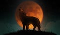 Digital illustration art painting a wolf howling in the wild, bi Royalty Free Stock Photo