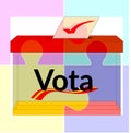 Digital illustration of a ballot box with the word \