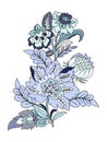 Digital Illustration beautiful elegant vintage botanical rococo baroque jacobean flower bouquet hand painted