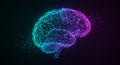 Digital illustration of a brain formed by interconnected, glowing lines and nodes,