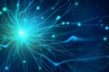 Digital illustration of brain neurons. Neural network AI generated