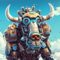 Digital Illustration of Buffalo Robot