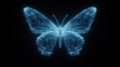 A digital illustration of a butterfly with a glowing blue body and intricate patterns. Royalty Free Stock Photo