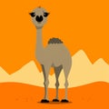 Cartoon Camel In Desert: Dark Beige And Gray Style