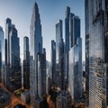 A group of tall skyscrapers in a city. Royalty Free Stock Photo