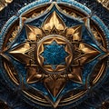 A blue and gold sacred geometry mandala. Royalty Free Stock Photo