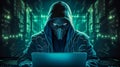 Digital illustration showcasing a masked hacker in hoodie, emphasizing the risks of cybercrime