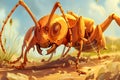 Cartoon Red Ant Working. Generated Image. Royalty Free Stock Photo
